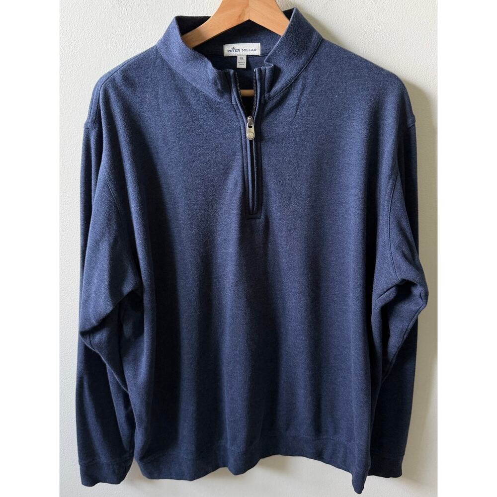 Peter Millar navy blue 1/4 zip sweater men's size XL